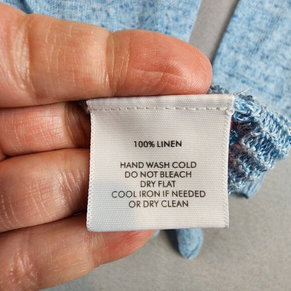 White + Warren Sweater Womens XS Blue Pullover 100% Linen Lightweight Tie Hem - Picture 7 of 9